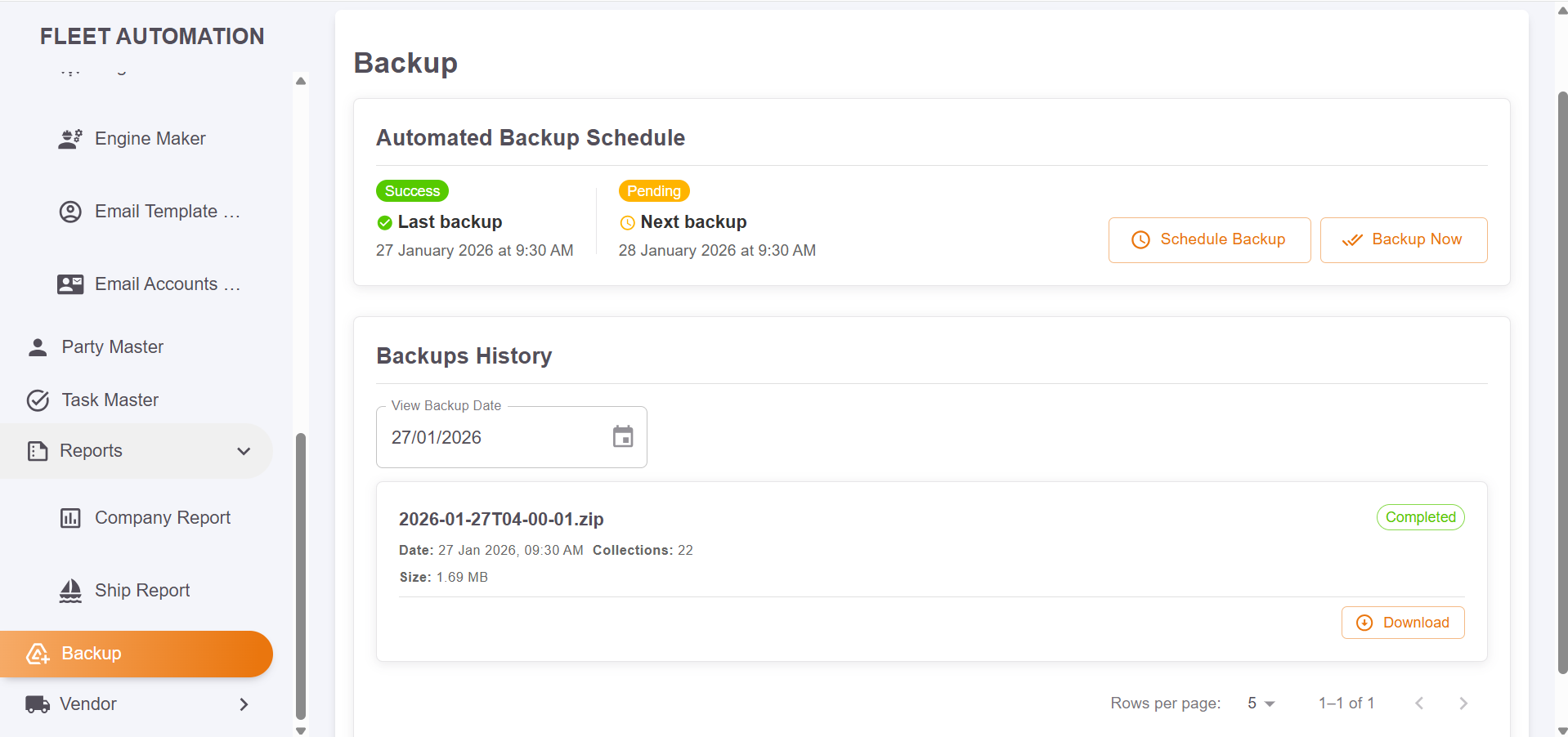 Fleet Automation Backup